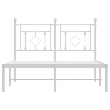 Метална рамка за легло с горна табла, бяла, 120x200 см