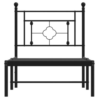 Метална рамка за легло с горна табла, черна, 75x190 см
