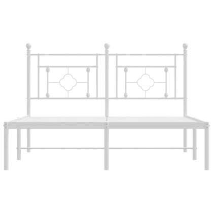 Метална рамка за легло с горна табла, бяла, 140x190 см