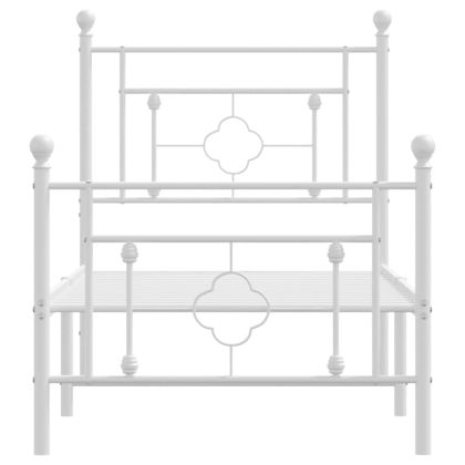Метална рамка за легло с горна и долна табла, бяла, 80x200 см