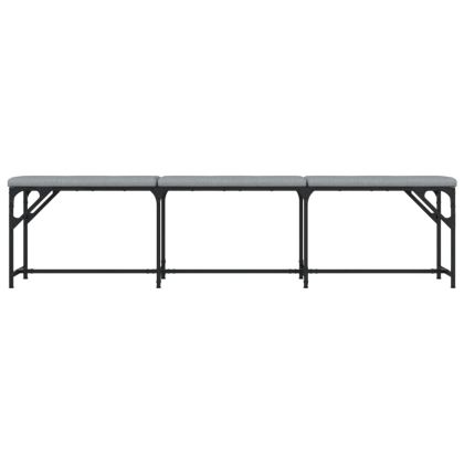 Трапезна пейка, светлосива, 186x32x45 см, стомана и плат