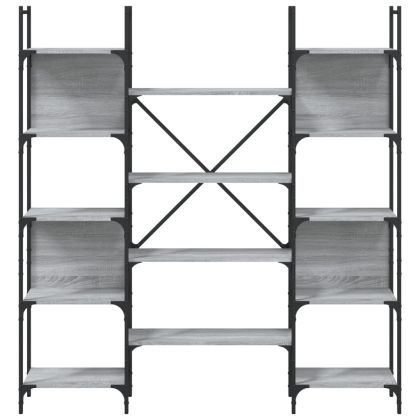 Етажерка за книги сив сонома 155,5x24x166,5 см инженерно дърво