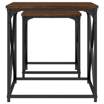 Стифиращи кафе маси, 2 бр, кафяв дъб, инженерно дърво