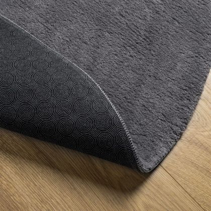 Килим HUARTE с къс косъм, мек и миещ се, антрацит, Ø 80 см