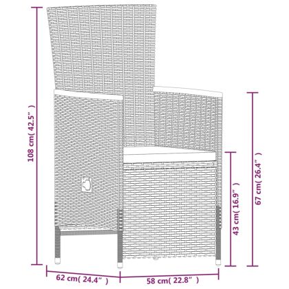 Градински трапезен комплект възглавници 9 части черен