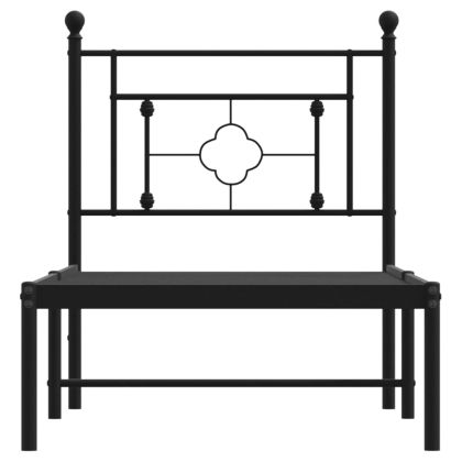 Метална рамка за легло с горна табла, черна, 80x200 см