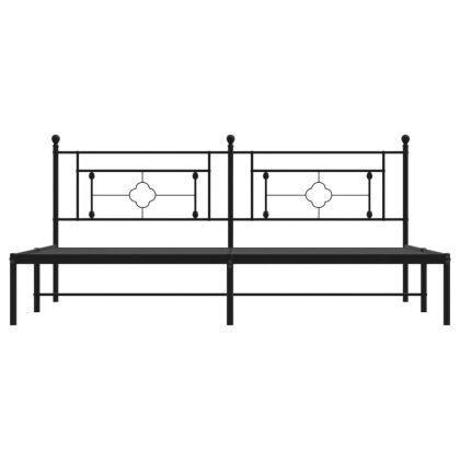 Метална рамка за легло с горна табла, черна, 193x203 см