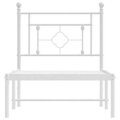 Метална рамка за легло с горна табла, бяла, 80x200 см