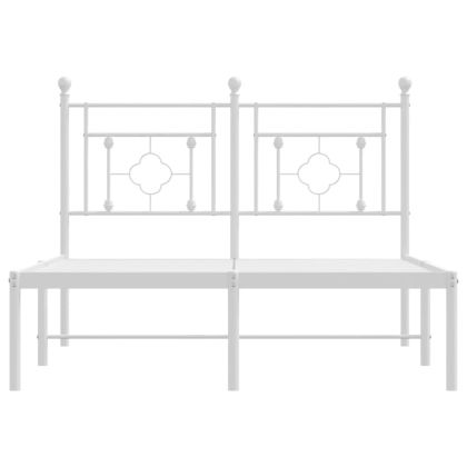 Метална рамка за легло с горна табла, бяла, 120x190 см