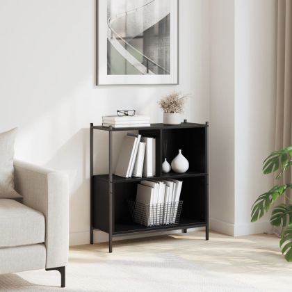 Библиотека черна 72x28x77,5 см инженерно дърво