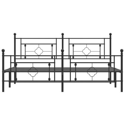 Метална рамка за легло, без матрак, с табли, черна, 180x200 см