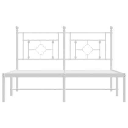 Метална рамка за легло с горна табла, бяла, 140x200 см