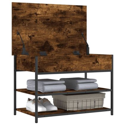 Пейка за обувки, опушен дъб, 70x42,5x50 см, инженерно дърво