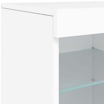 Сайдборд с LED светлини, бял, 123x37x67 см