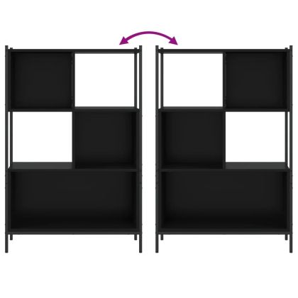 Библиотека черна 72x28x109 см инженерно дърво