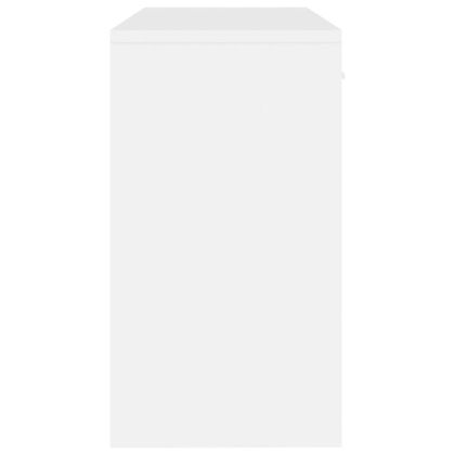 Бюро с чекмедже и шкаф бял гланц 100x40x73 см, инженерно дърво