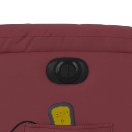 Електрически масажен накланящ стол виненочервен изкуствена кожа