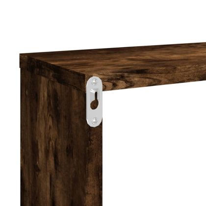 Стенни рафтове 2 бр опушен дъб 80x15x26,5 см инженерно дърво