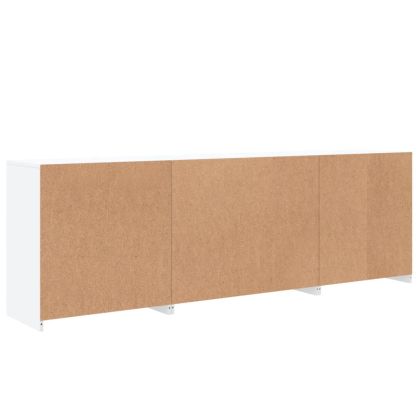 Сайдборд с LED светлини, бял, 202x37x67 см