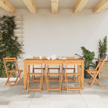 Сгъваеми бистро столове, 8 бр, акация масив