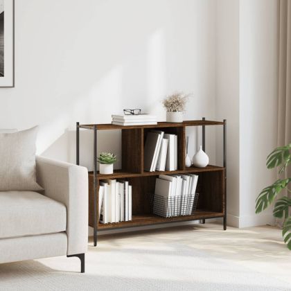 Библиотека, кафяв дъб, 102x28x77,5 см, инженерно дърво