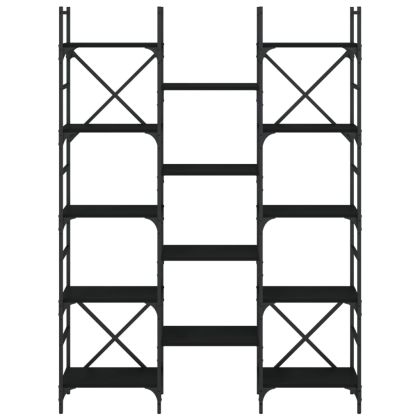 Етажерка за книги черна 127,5x28,5x172,5 см инженерно дърво