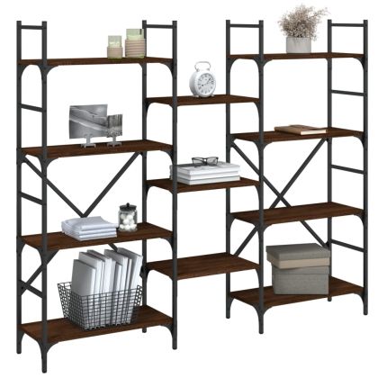 Етажерка за книги кафяв дъб 160x28,5x136,5 см инженерно дърво