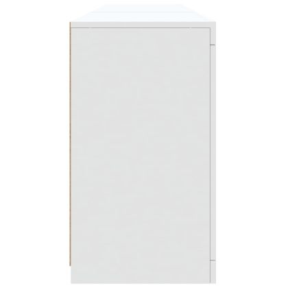 Сайдборд с LED светлини, бял, 162x37x67 см