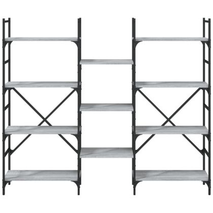 Етажерка за книги сив сонома 160x28,5x136,5 см инженерно дърво