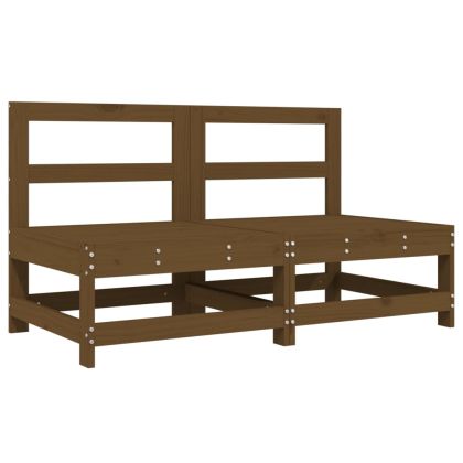 Градински средни дивани, 2 бр, меденокафяви, бор масив