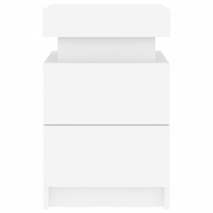 Нощно шкафче с LED осветление, бяло, 35x39x55 см