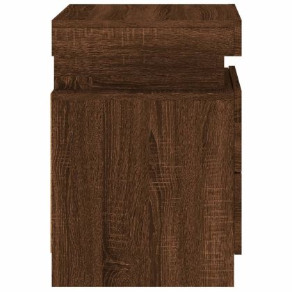 Нощно шкафче с LED осветление, кафяв дъб, 35x39x55 см