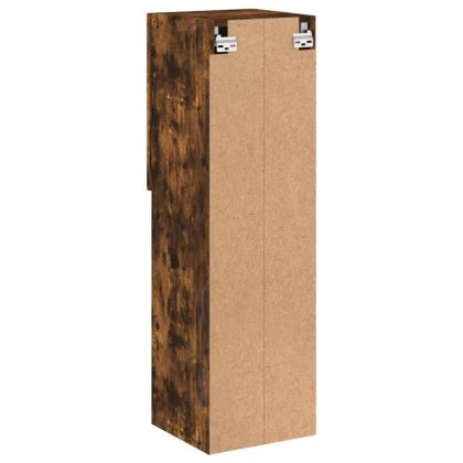 ТВ шкаф с LED осветление, опушен дъб, 30,5x30x102 см