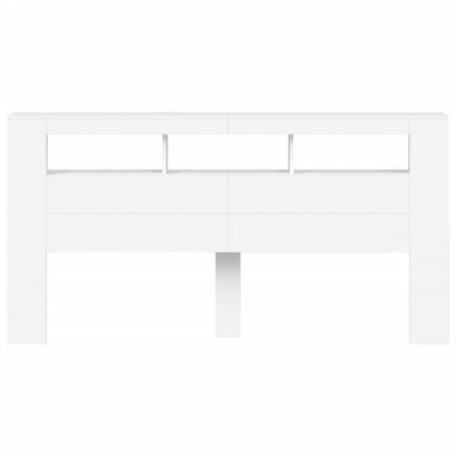 LED горна табла за легло бяла 200x18,5x103,5 см инженерно дърво