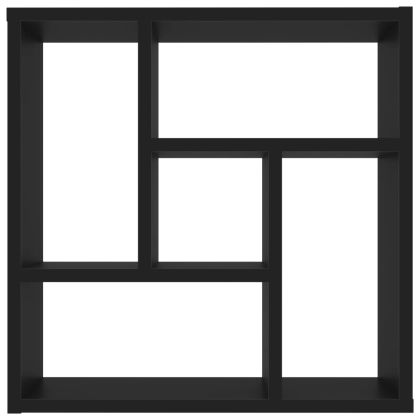 Стенен рафт, черен, 45,1x16x45,1 см, инженерно дърво