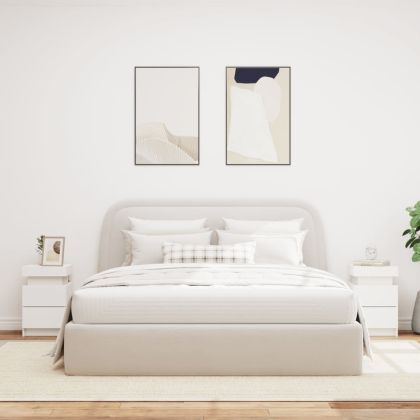 Нощни шкафчета с LED осветление, 2 бр, бели, 35x39x55 см