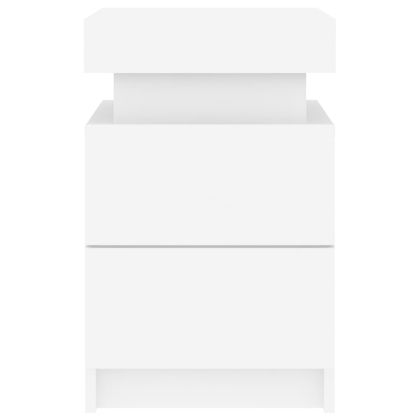 Нощни шкафчета с LED осветление, 2 бр, бели, 35x39x55 см