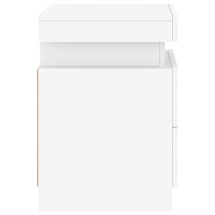 Нощни шкафчета с LED осветление, 2 бр, бели, 35x39x55 см