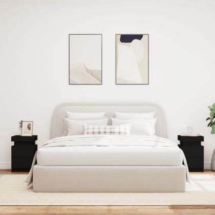 Нощни шкафчета с LED осветление, 2 бр, черни, 35x39x55 см