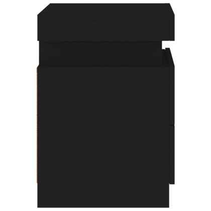 Нощни шкафчета с LED осветление, 2 бр, черни, 35x39x55 см