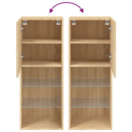 ТВ шкаф с LED осветление, дъб сонома, 40,5x30x102 см