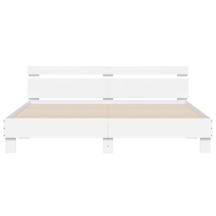 Рамка за легло с табла, бяла, 160х200 см, инженерно дърво