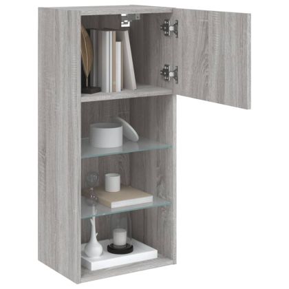 ТВ шкаф с LED осветление, сив сонома, 40,5x30x90 см