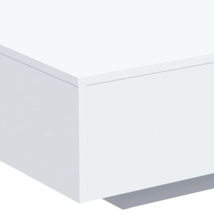 Маса за кафе с LED осветление, бяла, 85x55x31 см