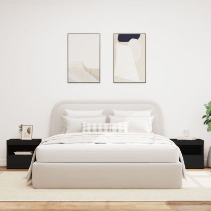 Нощни шкафчета с LED осветление, 2 бр, черни, 50x40x45 см