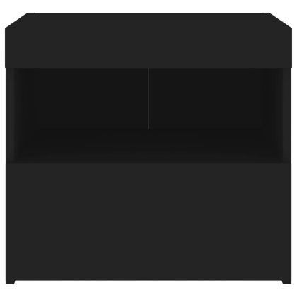 Нощни шкафчета с LED осветление, 2 бр, черни, 50x40x45 см