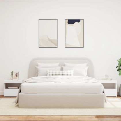 Нощни шкафчета с LED осветление, 2 бр, бели, 50x40x45 см