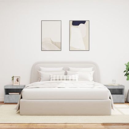 Нощни шкафчета с LED осветление, 2 бр, бетонно сив, 50x40x45 см