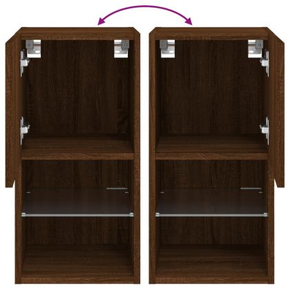 ТВ шкаф с LED осветление, кафяв дъб, 30,5x30x60 см