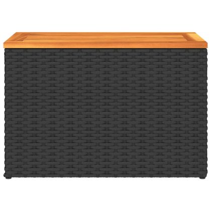 Градински масички 2 бр черни 55x34x37 см полиратан дърво масив